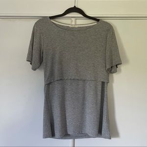 Medium, Smallshow nursing top in gray.